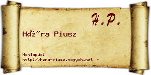 Héra Piusz névjegykártya